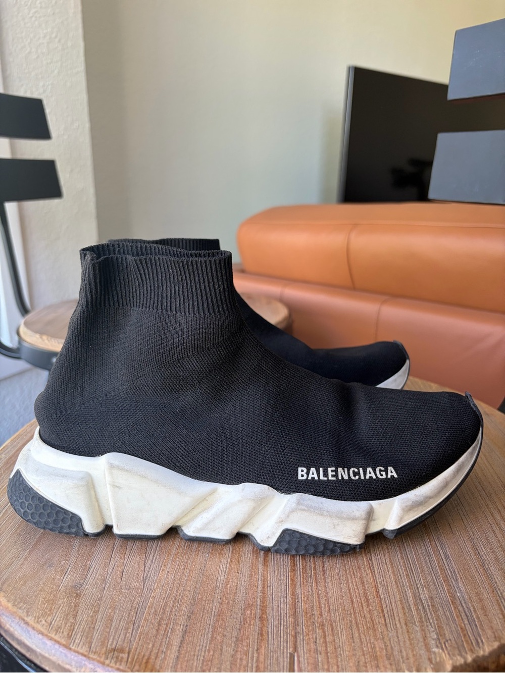 Balenciaga Black and White Speed Trainer 2.0 Sock Sneakers